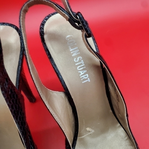 Colin Stuart Snake Print Ankle Strap Heels Womens 10B Shoes - Picture 2 of 16